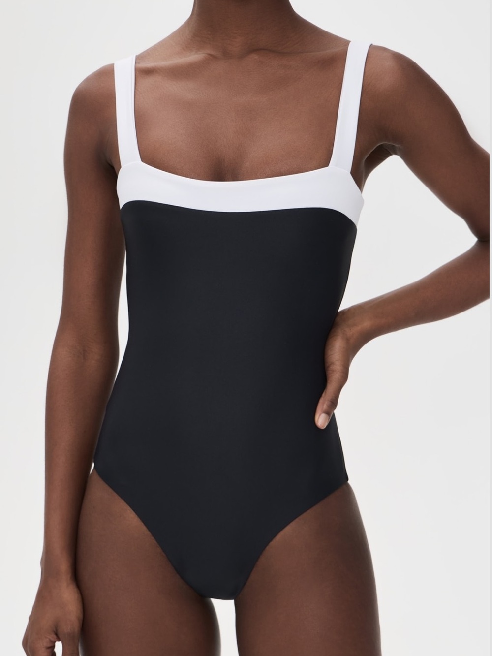 NWT | JADE SWIM | Classic Black and White Square Neck One-Piece Swimsuit